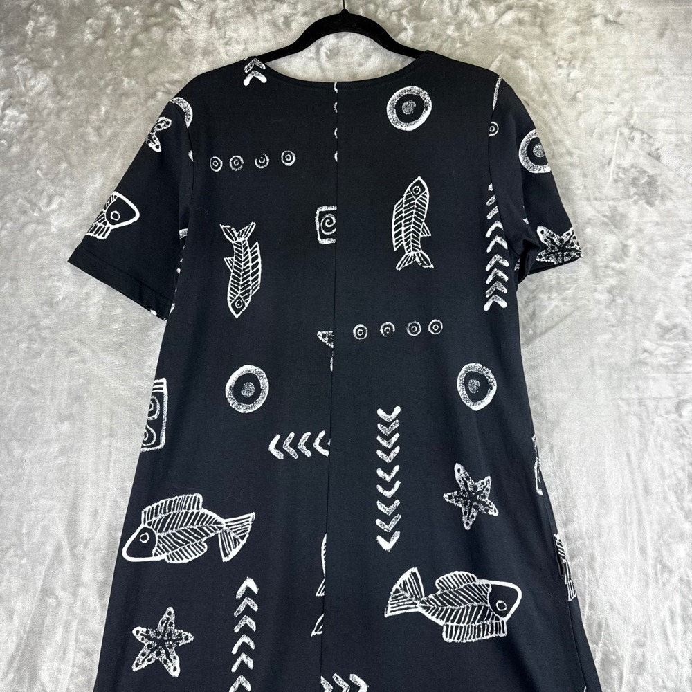 Studio G T-Shirt Dress Womens Large Black Fish Skeleton Tribal Print (x1522) - Picture 8 of 14